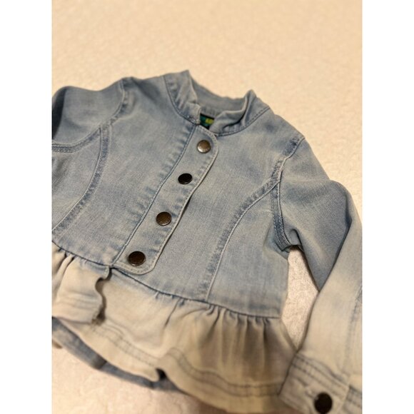 Toddler Girls Ombre Ruffle Hem Denim Jacket By Genuine Kids OshKosh 18 months - Picture 2 of 3